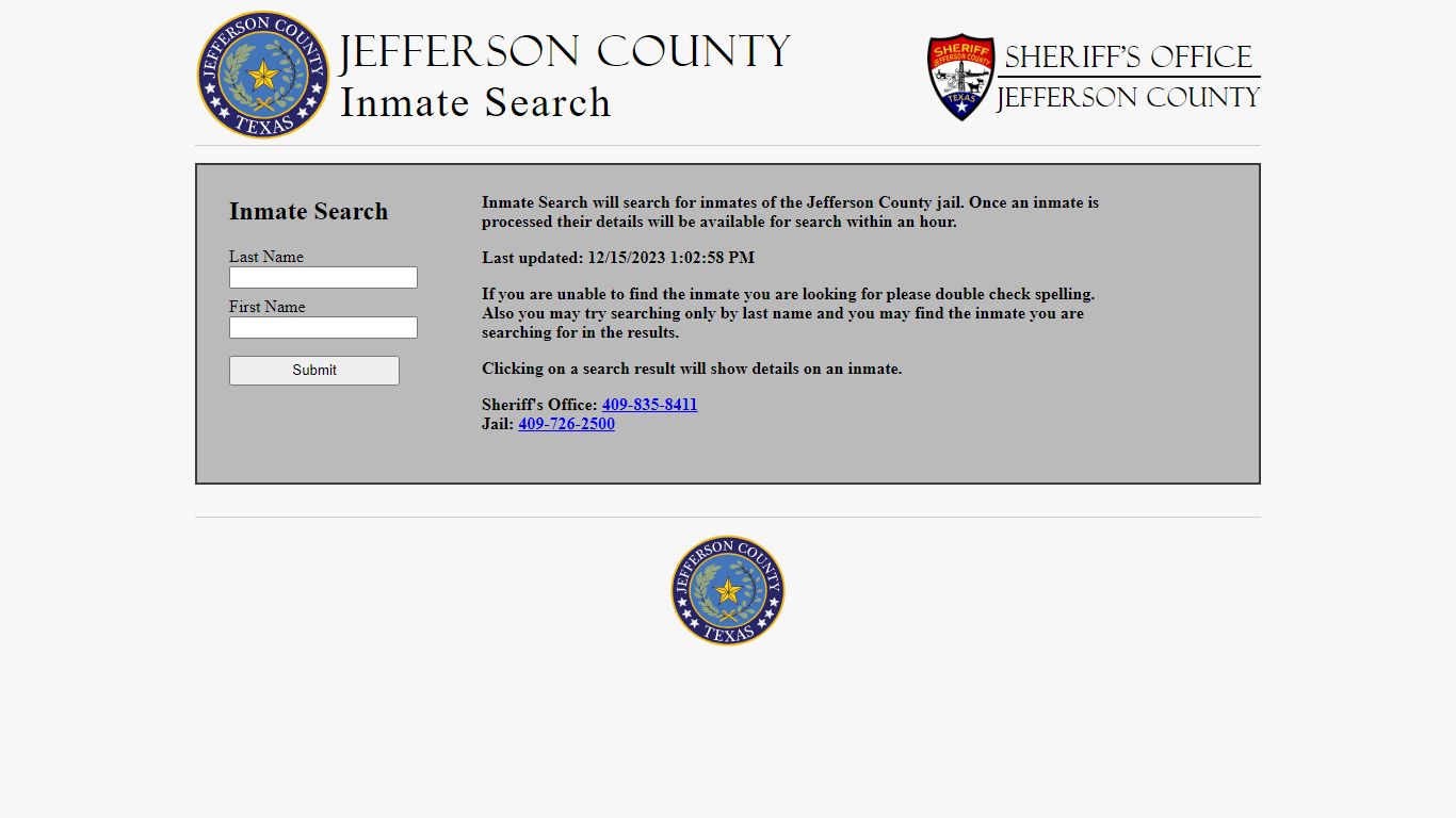 Inmate Search - Jefferson County TX
